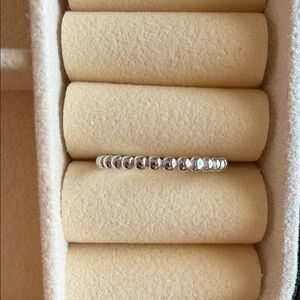 Elegant Sterling Silver Beaded Women’s Stacking Ring